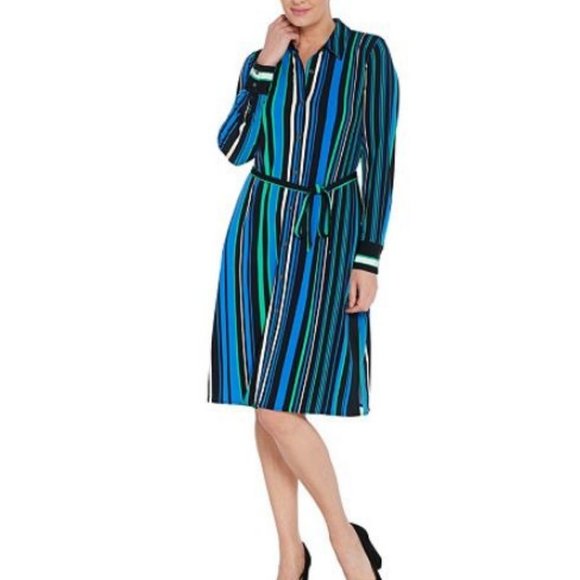 Susan Graver Dresses & Skirts - Susan Graver Liquid Knit Button-Front Shirt Dress